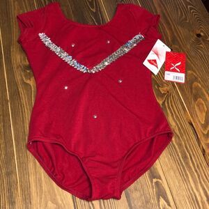 Capezio Lycra Short Sleeve Leotard Dance Gymnastics Girls size Large NWT